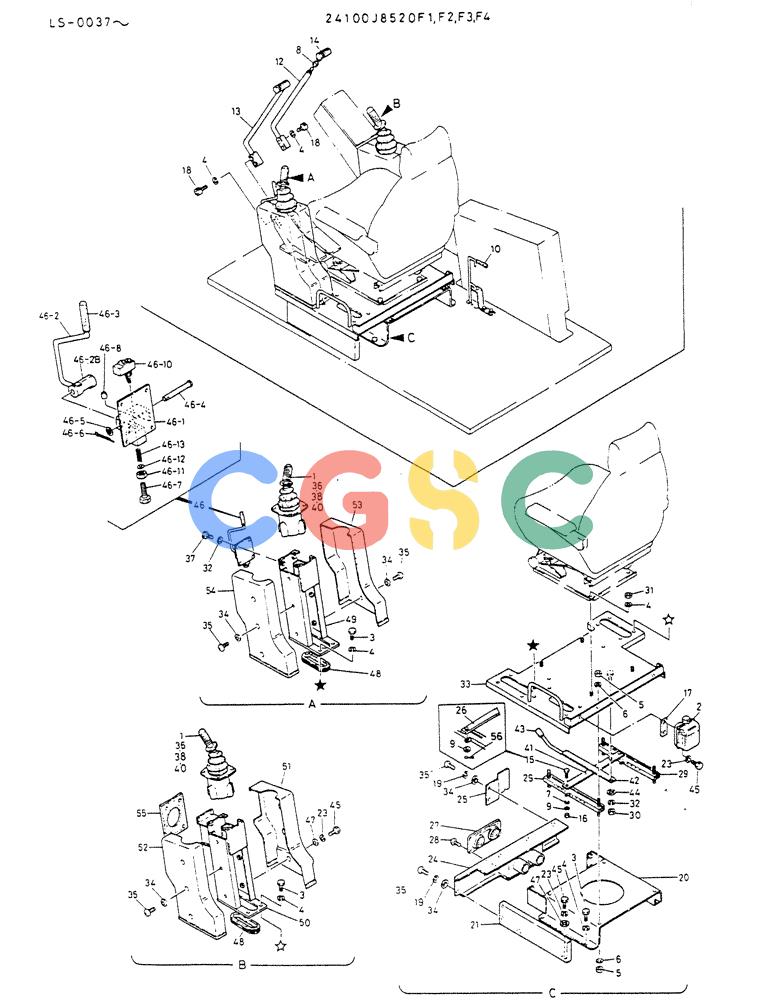 神钢零件查询(K916LC) - EXCAVATOR ASN YS0119 (1/87-12/03) (03-003[01]) - CONTROL ASSY (NEW WRIST CONTROL TYPE) Kobelco