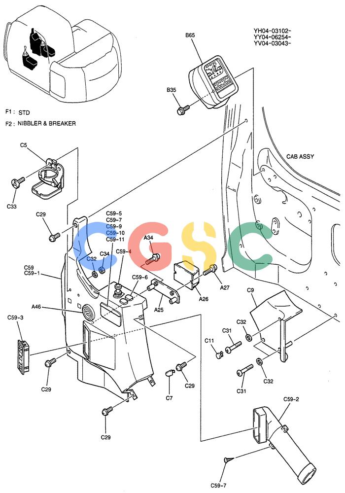 纽荷兰零件查询(E115SR) - CRAWLER EXCAVATOR ASN YV04-03043 (01-050[01]) - PANEL ASSY, INSTRUMENT New Holland Constructuion