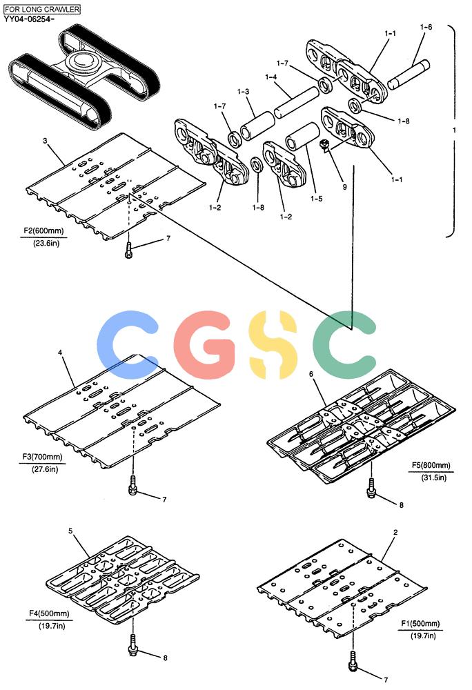 纽荷兰零件查询(E135SR) - CRAWLER EXCAVATOR ASN YY04-06254 (02-021) - SHOE ASSY, P/N YY60D00015F1 New Holland Constructuion