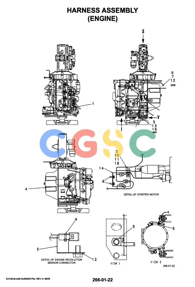 神钢零件查询(ED190LC-6E) - BLADE RUNNER EXCAVATOR/DOZER BTW YL03U0136 - YL03U0292 (1/05-12/06) (01-079[01]) - HARNESS ASSEMBLY (ENGINE) Kobelco