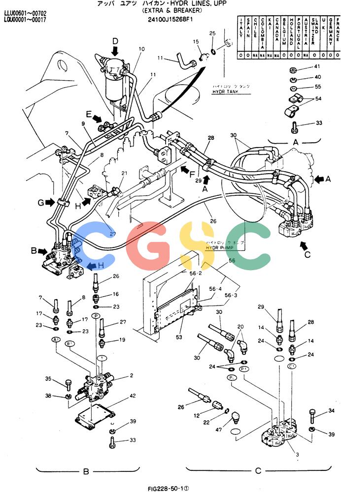 神钢零件查询(BREAKER) - NIBBLER AND BREAKER ATTACHMENT - SK220LC EXCAVATORS (9/04-) (228-50) - Hydr Lines, Upp Kobelco