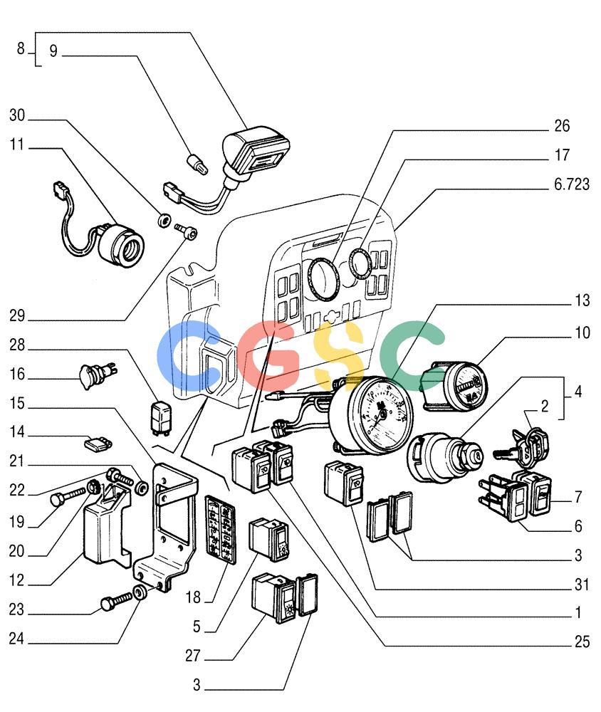 纽荷兰零件查询(FD255) - CRAWLER DOZER (N.A. VERSION) (7/95-) (6.712[01]) - ELECTRIC COMPONENTS-DASHBOARD New Holland Constructuion