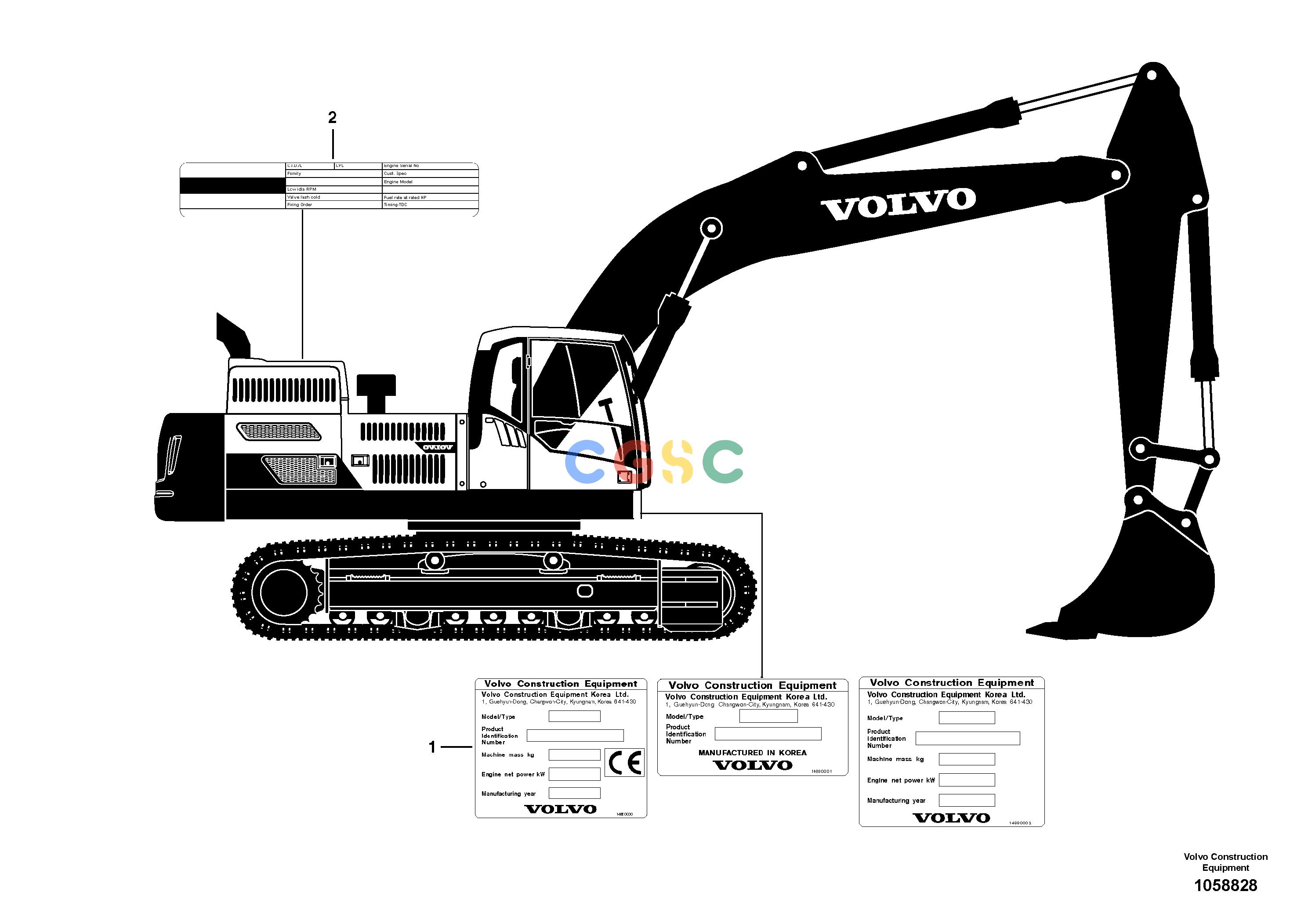 沃尔沃零件查询EC480D Product identification plateS/N 210001-/260001- 270001-/280001- NoneNoneNoneAutodata Volvo online