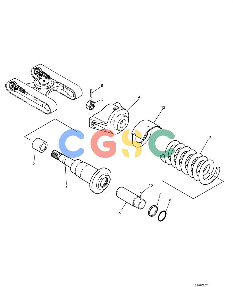 纽荷兰零件查询(E175B) - CRAWLER EXCAVATOR TIER 3 (NA) - N7DA16301 - (5/07-) (03-05[00]) - IDLER ADJUSTMENT ASSEMBLY (YM54D00003F2) New Holland Constructuion