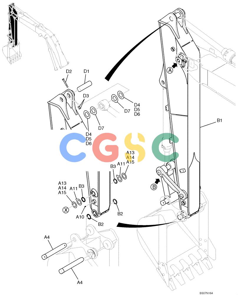 纽荷兰零件查询(E135B) - CRAWLER EXCAVATOR TIER 3 - ASN YH05-07001 (N8TA13006) (1/08-) (04-06[01]) - ARM GROUP, LONG 2.84M (9FT-4IN), PAGE 1 OF 2 New Holland Constructuion