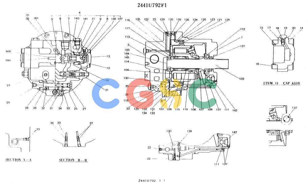 神钢零件查询(K912LC) - MARK II EXCAVATOR ASN YC0301-0737 (1/88-12/03) (11-046) - MOTOR ASSY, PROPELLING Kobelco