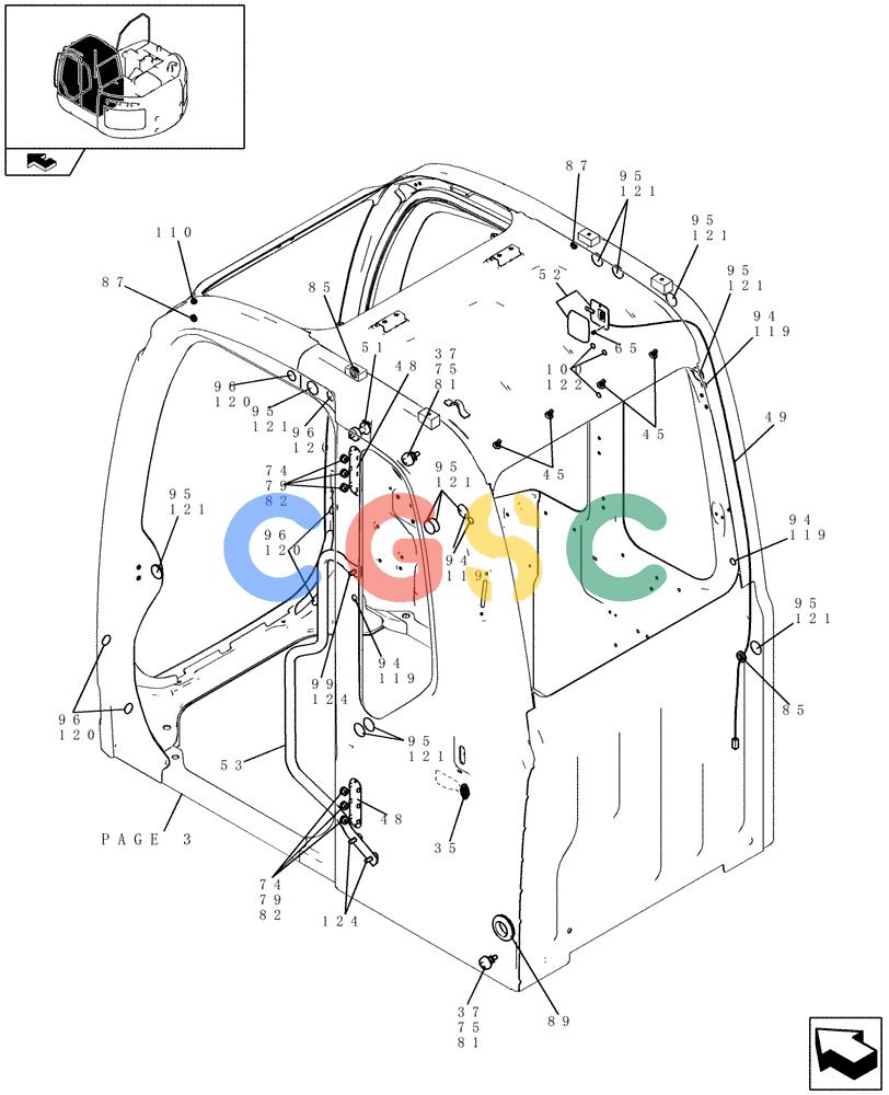 纽荷兰零件查询(E235BSR) - CRAWLER EXCAVATOR (5/07-) (1.250[06]) - CAB - COMPONENTS New Holland Constructuion