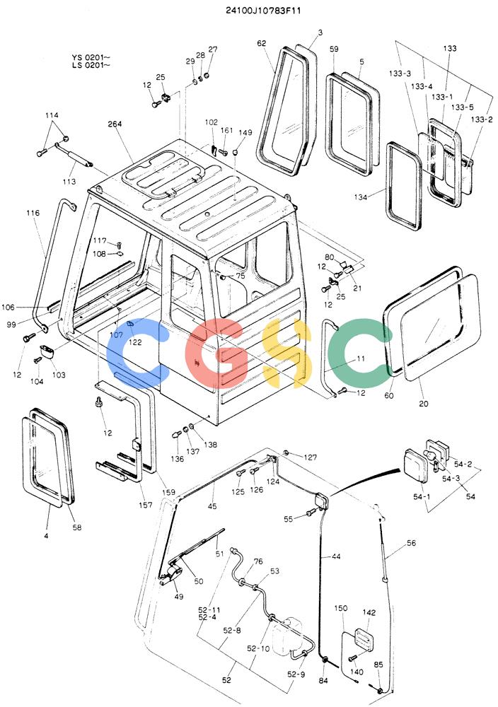 神钢零件查询(K916LC) - MARK II EXCAVTOR ASN YS0201 (1/89-12/03) (02-004[01]) - CAB ASSY Kobelco