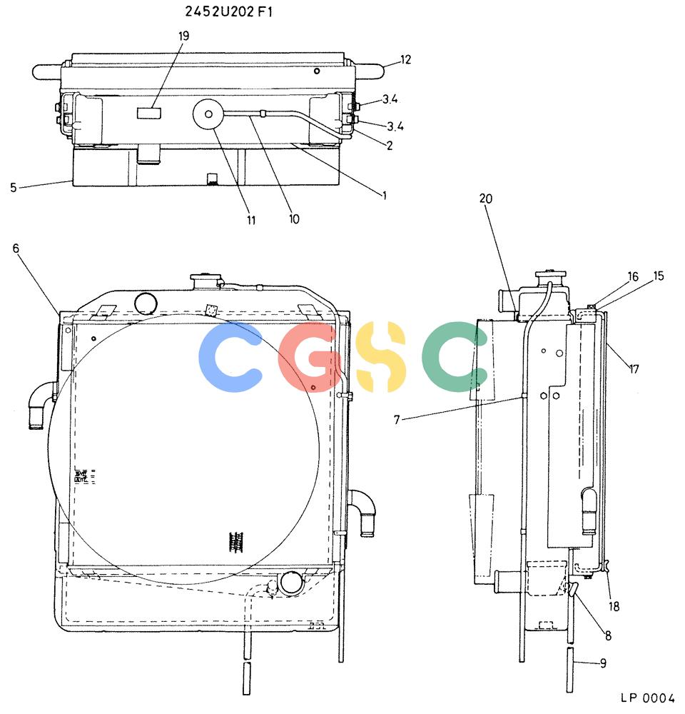 神钢零件查询(K905) - EXCAVATOR BTW LP0004 - LP0554 (1/82-12/03) (03-003) - RADIATOR, ASSEMBLY Kobelco