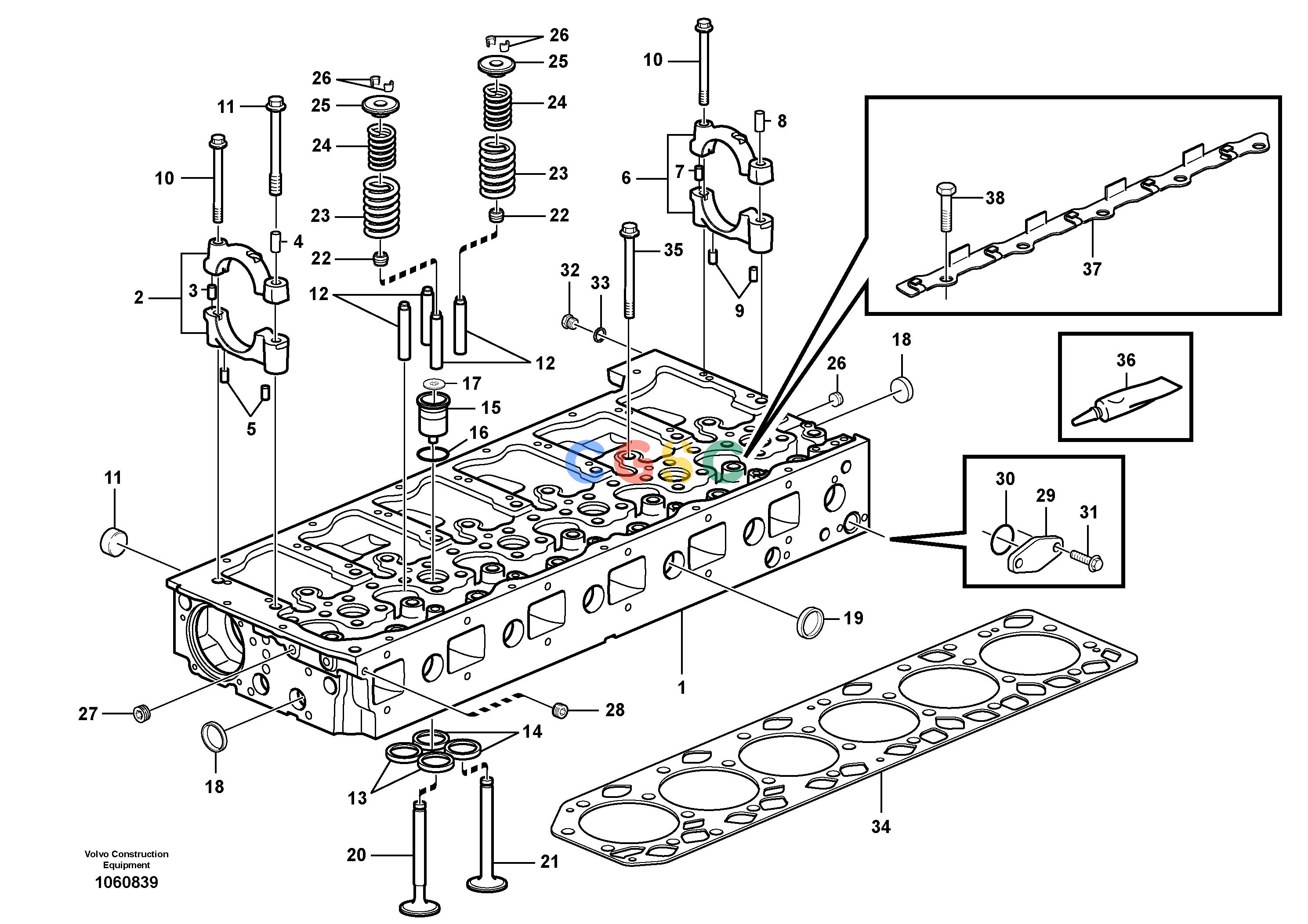 沃尔沃零件查询L150E Cylinder headS/N 8001 - 945520702536-20825202NoneNoneNoneAutodata Volvo online