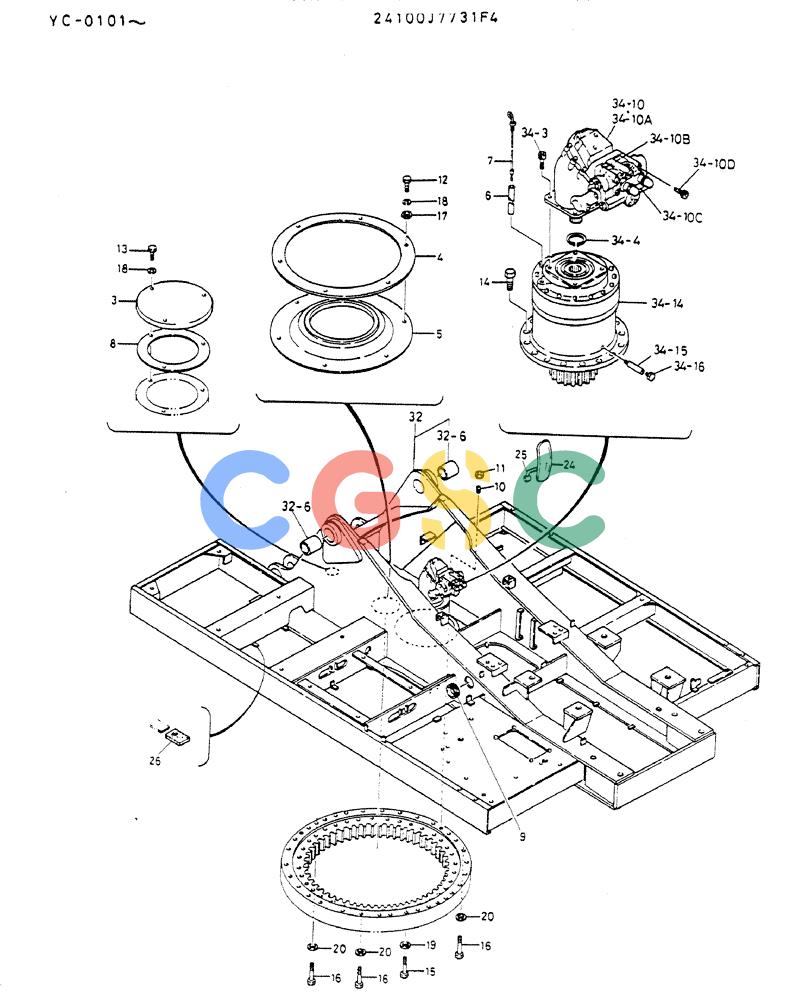 神钢零件查询(MD300LC) - EXCAVATOR BTW YC0101 - YC0300 (1/80-12/06) (01-001) - FRAME ASSY, UPP Kobelco