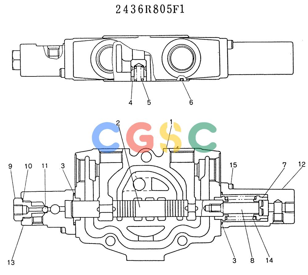 神钢零件查询(K905LC) - MARK II EXCAVATOR BTW YP1001 - YP1281 (1/87-12/03) (11-012) - SPOOL ASSY (P/N 2436R805F1) Kobelco