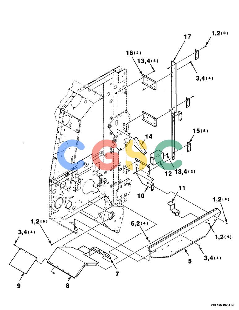凯斯零件查询(RS451) - CASE IH ROUND BALER (1/99-12/00) (7-14) - SHIELD SUPPORT AND HINGE ASSEMBLIES, LEFT Case Agriculture