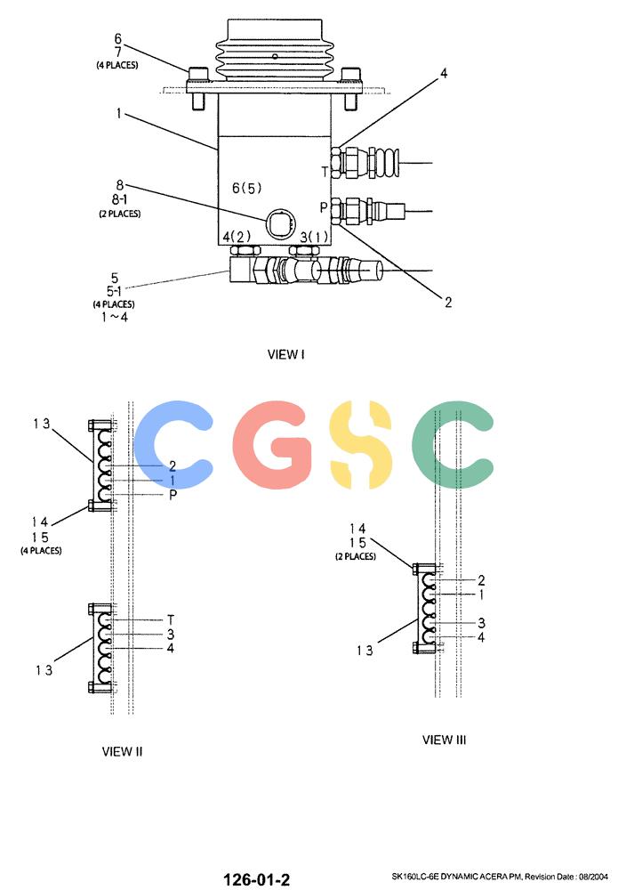 神钢零件查询(SK160LC-6E) - DYNAMIC ACERA EXCAVATOR 08/2004 ASN YM03U0523 (8/04-12/07) (01-034[02]) - CONTROL LINES, PROPEL Kobelco