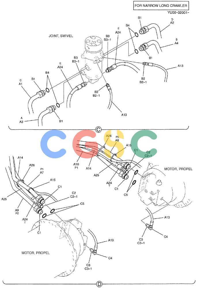 纽荷兰零件查询(E235BSRNLC) - CRAWLER EXCAVATOR ASN YU05-02001 (02-016[02]) - HYD LINES, LOW (FOR NARROW LONG CRAWLERS) New Holland Constructuion