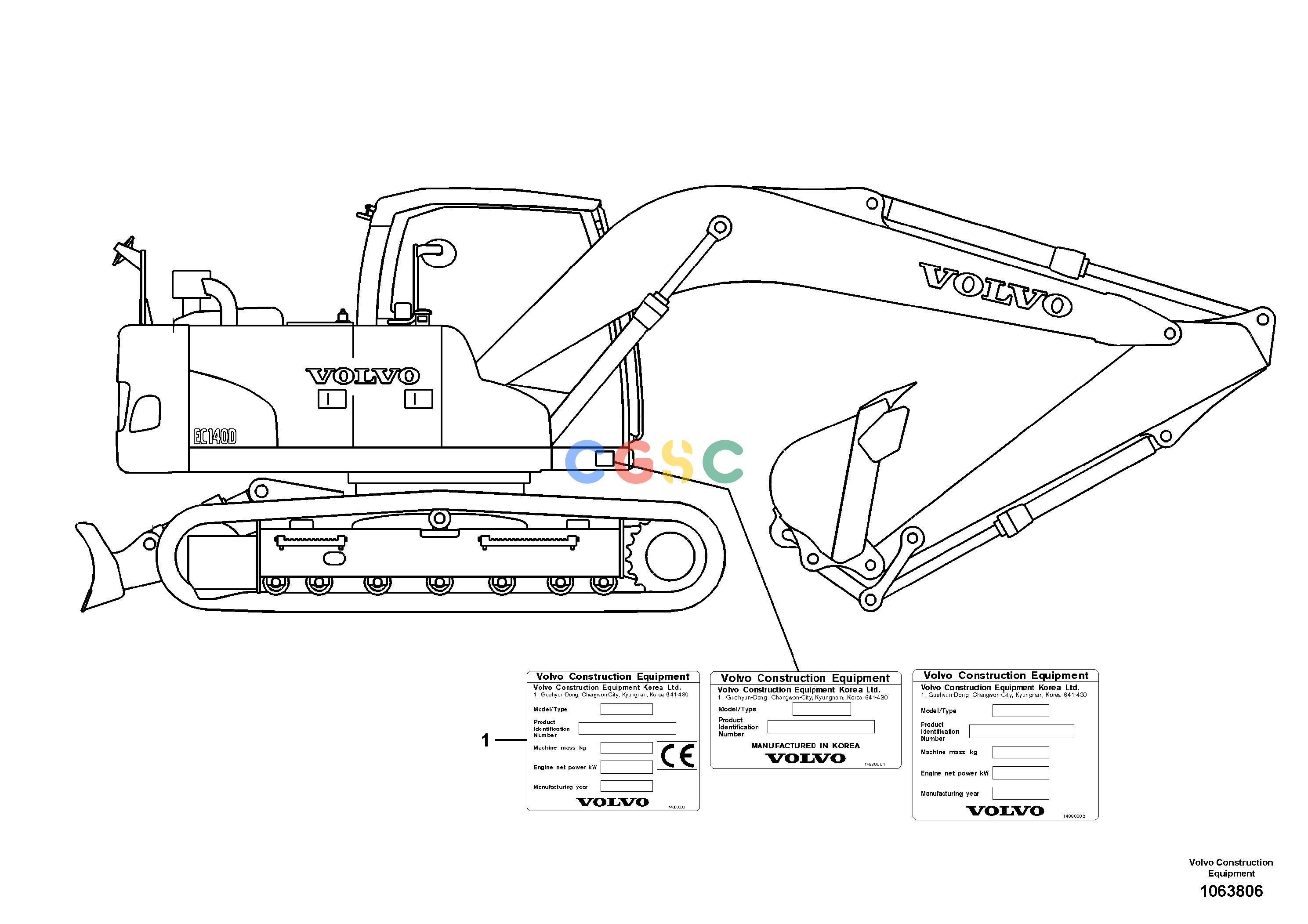 沃尔沃零件查询EC140D Product identification plate210001-211217, 240001- 230001-,270001-, 280001- NoneNoneNoneAutodata Volvo online