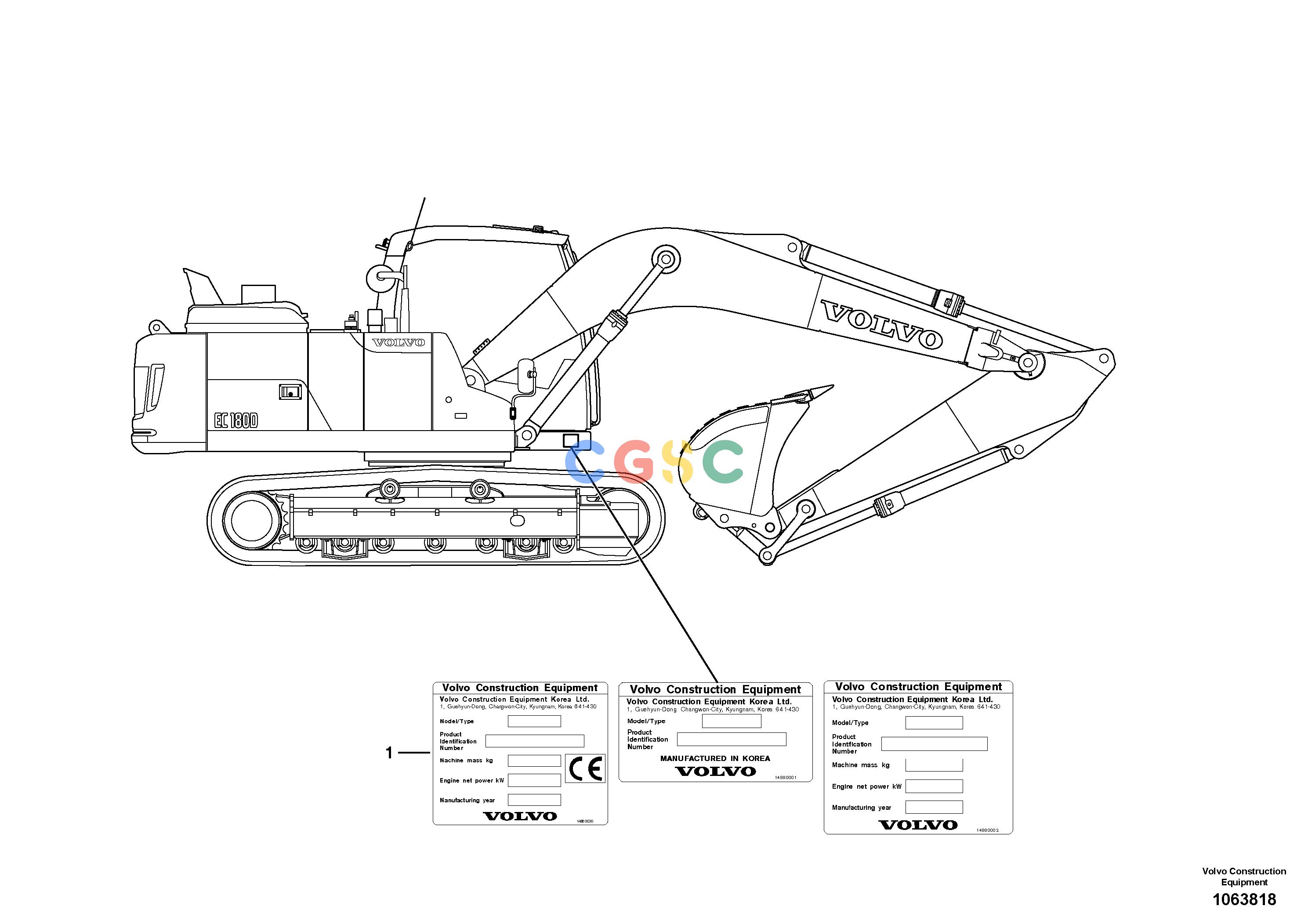 沃尔沃零件查询EC180D Product identification plateS/N 220001-220161 NoneNoneNoneAutodata Volvo online