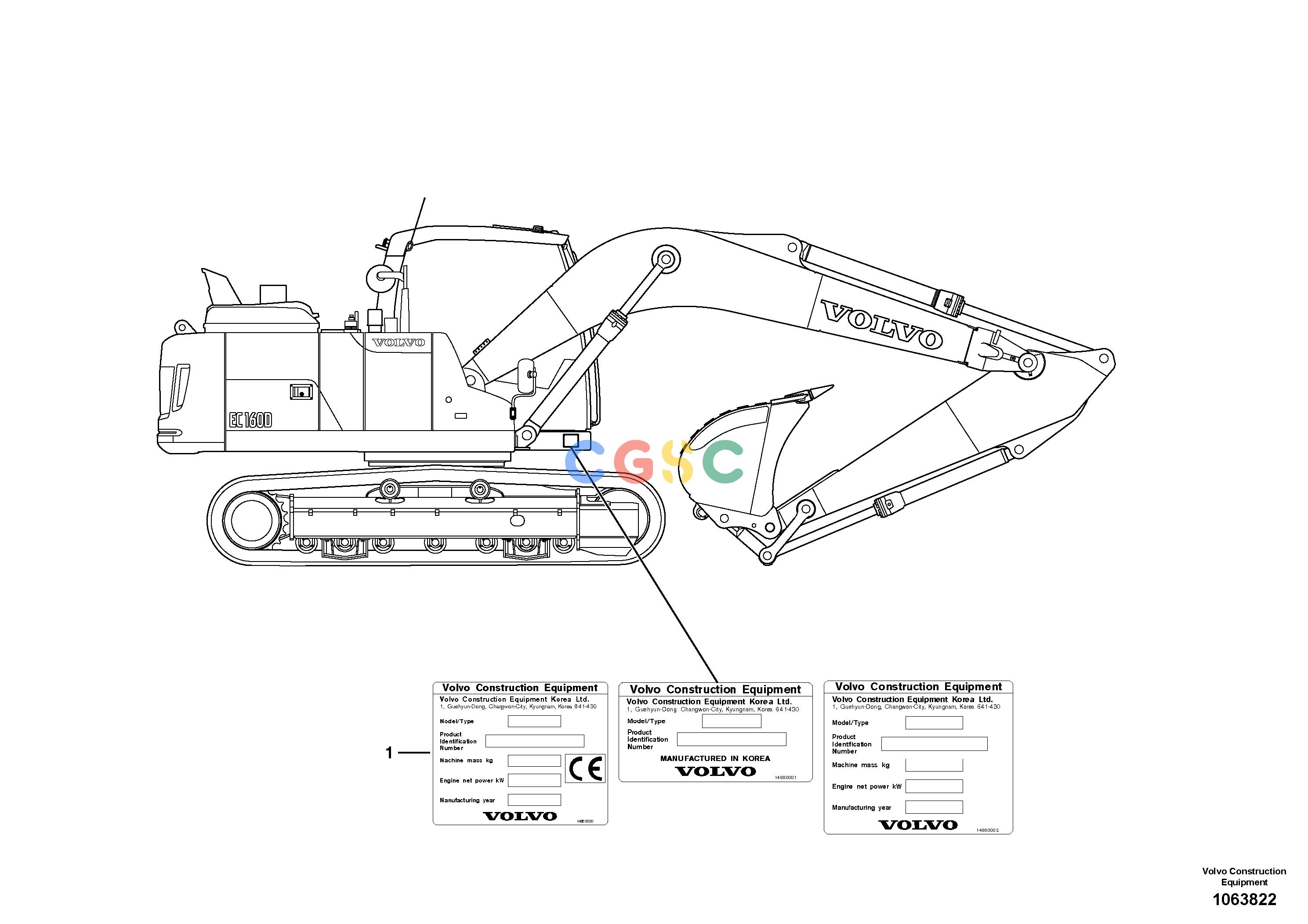 沃尔沃零件查询EC170D Product identification plateS/N 230001- NoneNoneNoneAutodata Volvo online