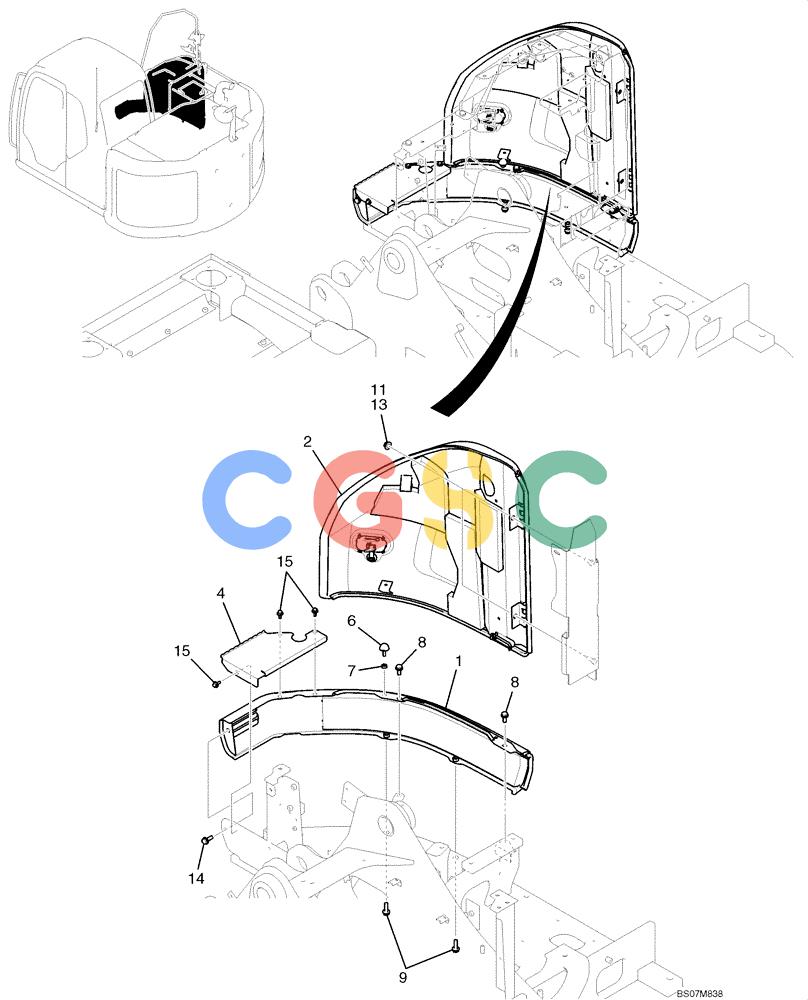 纽荷兰零件查询(E135B) - CRAWLER EXCAVATOR TIER 3 - ASN YH05-07001 (N8TA13006) (1/08-) (02-48[01]) - GUARD ASSEMBLY, RIGHT-HAND SIDE (YY21C00082F1), PAGE 1 OF 2 New Holland Constructuion