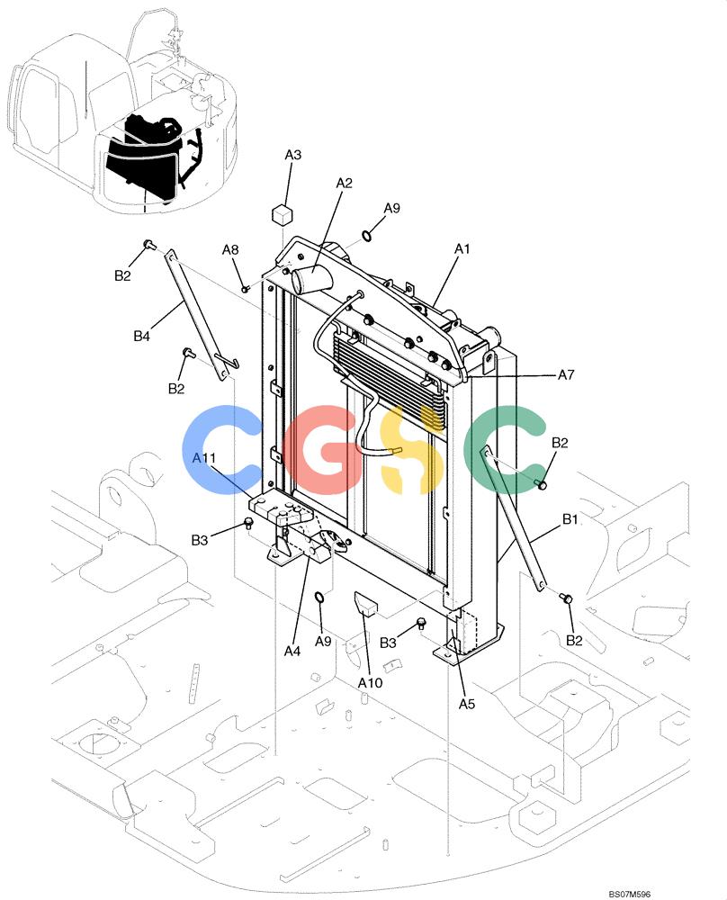 纽荷兰零件查询(E135B) - CRAWLER EXCAVATOR TIER 3 - ASN YH05-07001 (N8TA13006) (1/08-) (02-06[00]) - RADIATOR INSTALLATION (YY05P00028F1) New Holland Constructuion