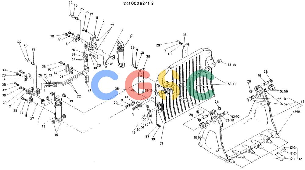 神钢零件查询(K935) - EXCAVATOR BTW L70106 - L70166, LU0067 (1/76-12/03) (09-009) - BUCKET ASSY, ROCK P/N 24100X624F2 Kobelco