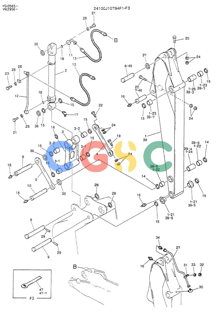 神钢零件查询(K907LC) - MARK II EXCAVATOR ASN YQ0565 (GLOBAL) (1/87-12/03) (07-002[02]) - ARM ASSY, 2.94M Kobelco