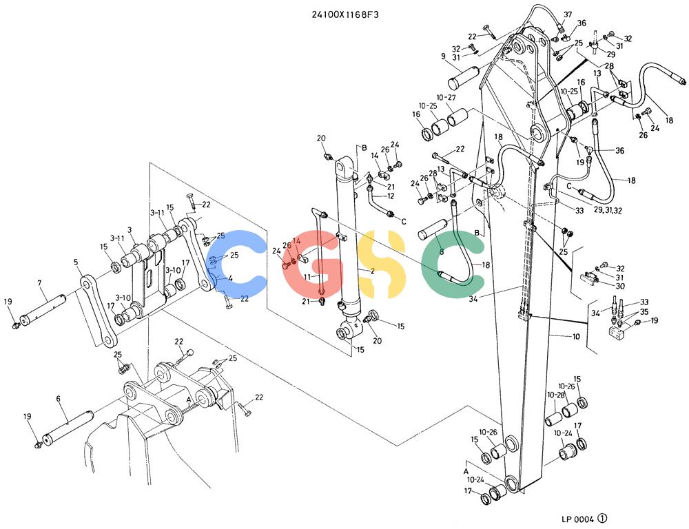 神钢零件查询(K905) - EXCAVATOR BTW LP0004 - LP0554 (1/82-12/03) (04-004) - ARM ASSEMBLY, 3.1 M Kobelco