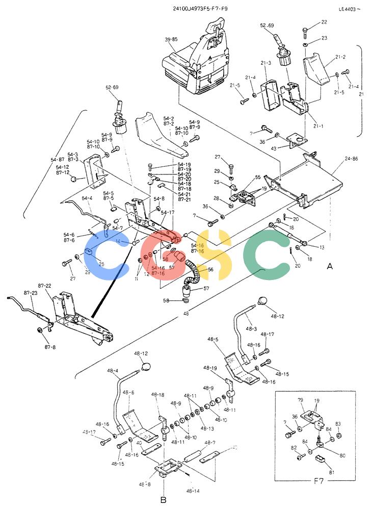 神钢零件查询(K903B) - EXCAVATOR ASN LE3401 (1/85-12/03) (03-011[02]) - CONTROL ASSY (DOZER) (FOR EXPORT) P/N 24100J4973F5 Kobelco