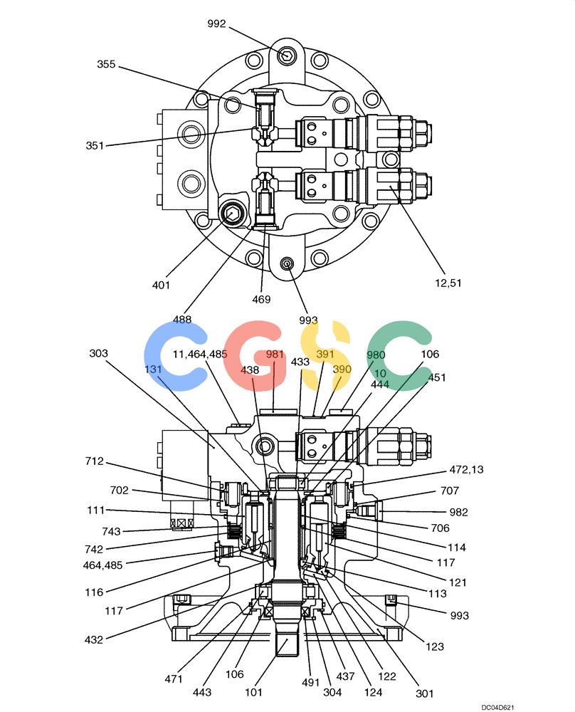纽荷兰零件查询(EH130) - CRAWLER EXCAVATOR (3/04-) (08 -33[00]) - SWING MOTOR (YX15V00004F1,F2,F3) New Holland Constructuion