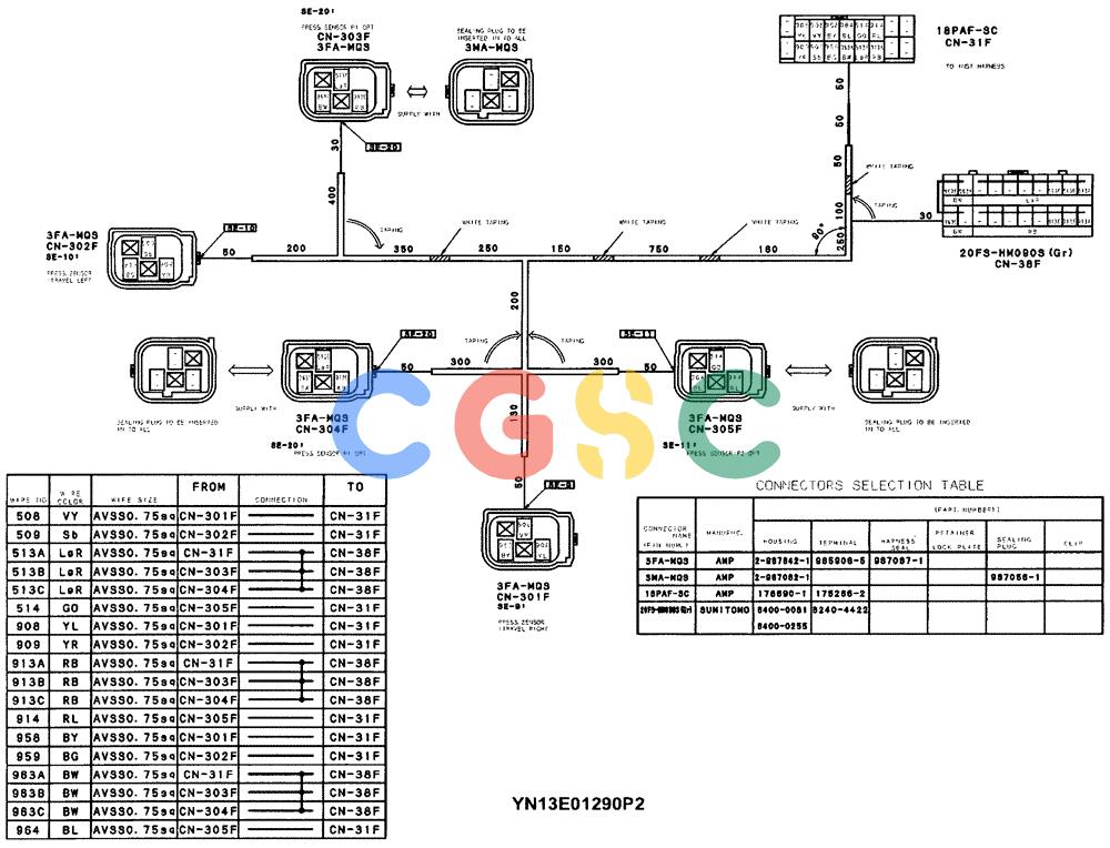 神钢零件查询(SK160LC-6E) - DYNAMIC ACERA EXCAVATOR 08/2004 ASN YM03U0523 (8/04-12/07) (01-069[03]) - HARNESS ASSY, UPP FLOOR PLATE Kobelco