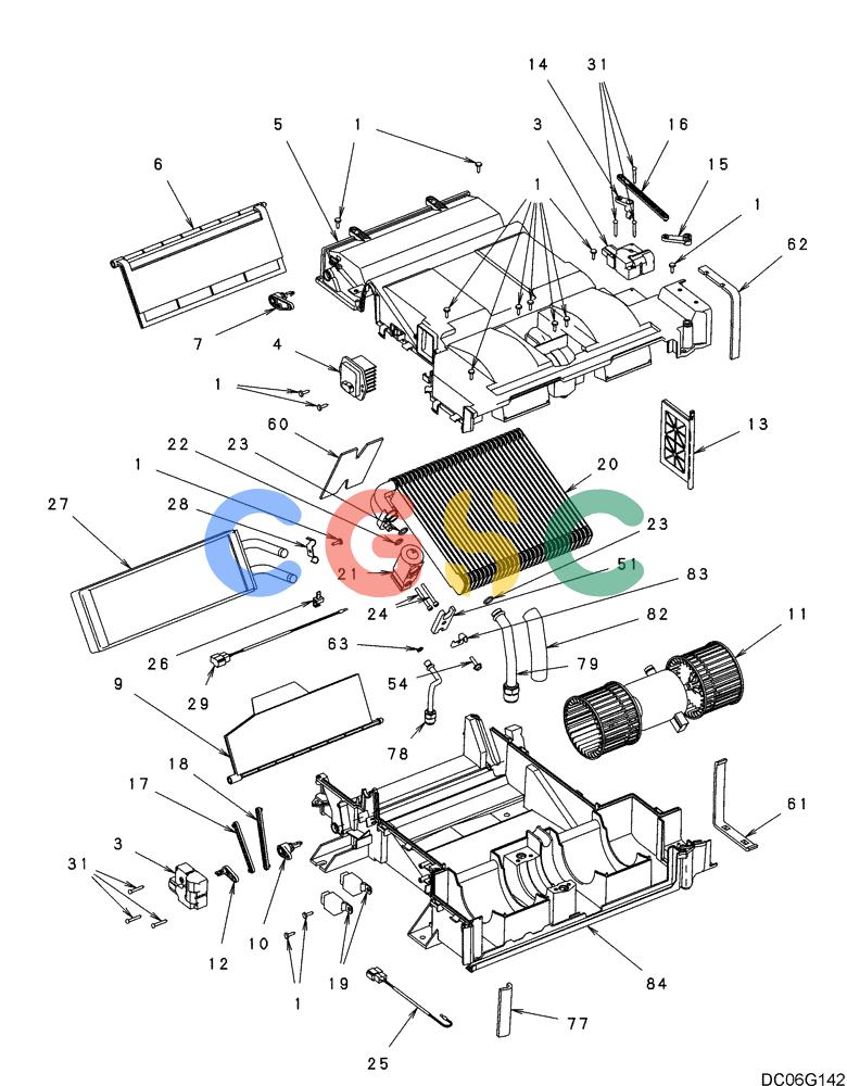 纽荷兰零件查询(E215B) - CRAWLER EXCAVATOR - TIER 3 (NA) - ASN N7DA21001 (1/07-) (1.077[00]) - CONDITIONER ASSEMBLY, AIR (YN20M00107F2), FIGURE 2 OF 2 New Holland Constructuion