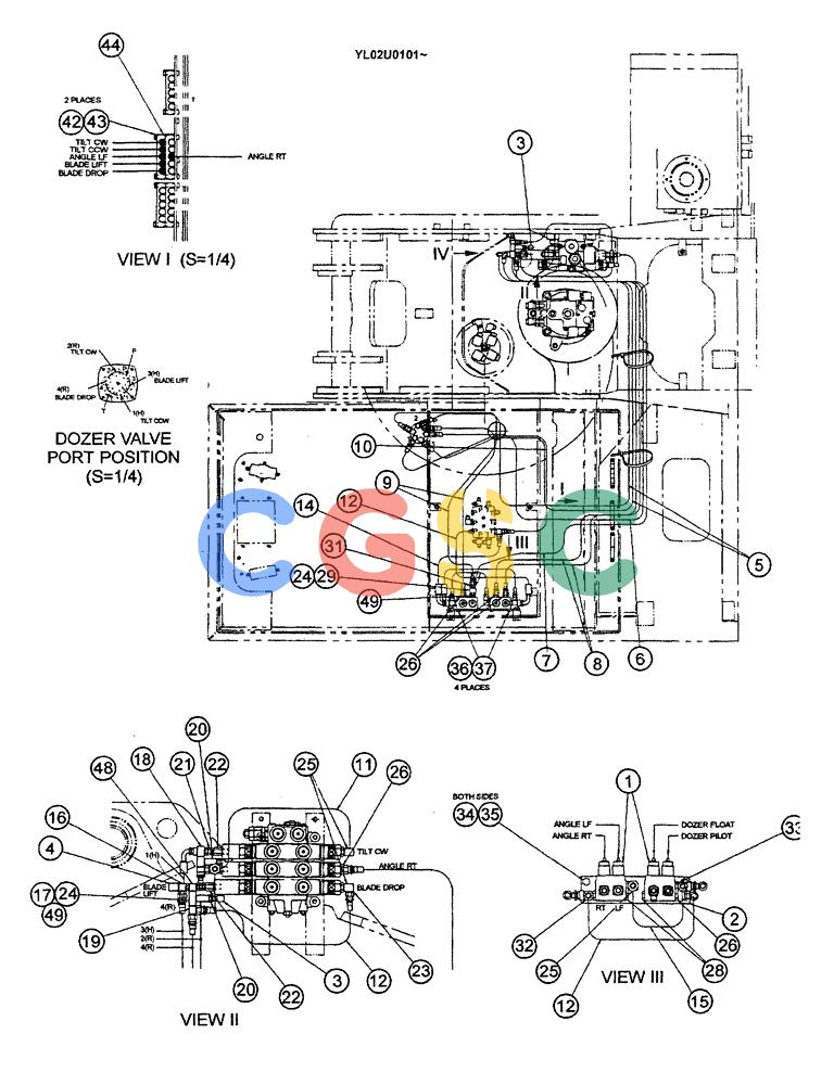 神钢零件查询(ED190LC) - BLADE RUNNER EXCAVATOR/DOZER BTW YL02U0101 - YL03U0135 (1/02-12/06) (01-036[01]) - REMOTE, CONTROL LINES (DOZER) Kobelco