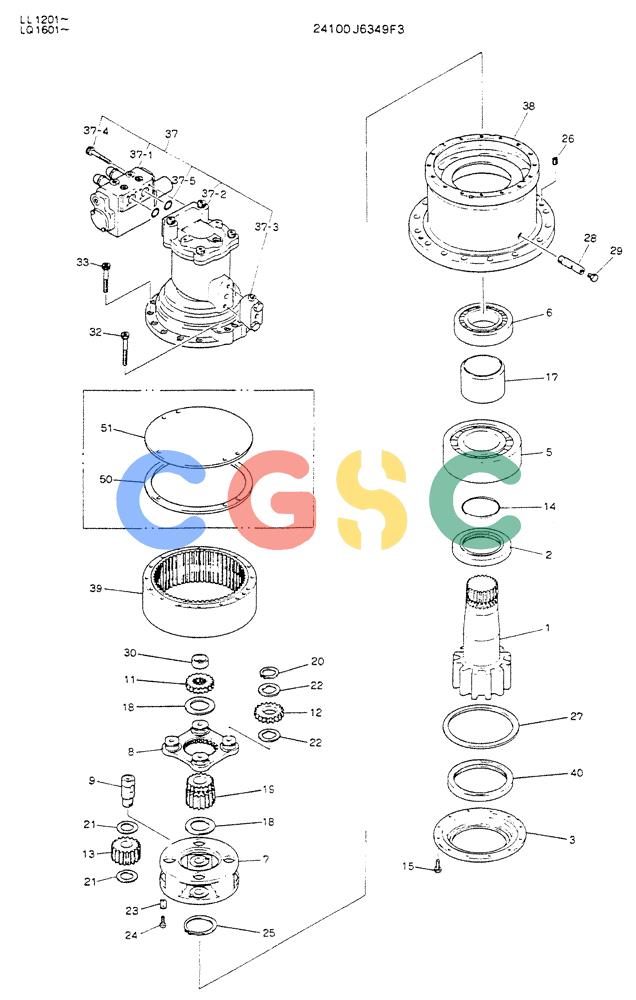 神钢零件查询(K909LC) - MARK II EXCAVATOR BTW LL1207 - LL1487 (1/87-12/03) (01-004) - MOTOR ASSY, SWING Kobelco