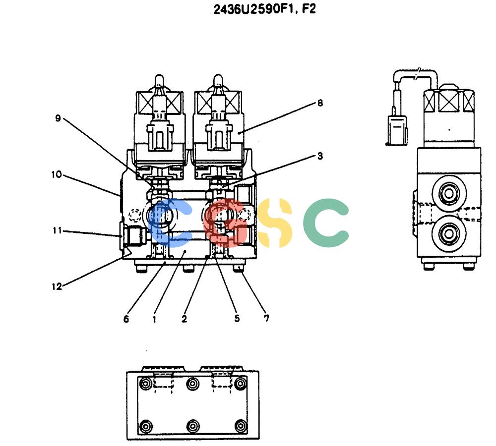 神钢零件查询(SK130LC) - EXCAVATOR BTW YPU1001 - YPU2000 (1/98-12/98) (12-037) - VALVE ASSY SOLENOID (2436U2590F1, F2) Kobelco