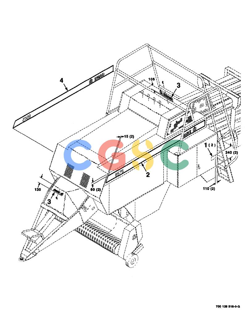 凯斯零件查询(8575) - CASE IH MID-SIZE RECTANGULAR BALER (NORTH AMERICA) (1/95-12/00) (09-002) - DECALS AND LOCATION DIAGRAM Case Agriculture
