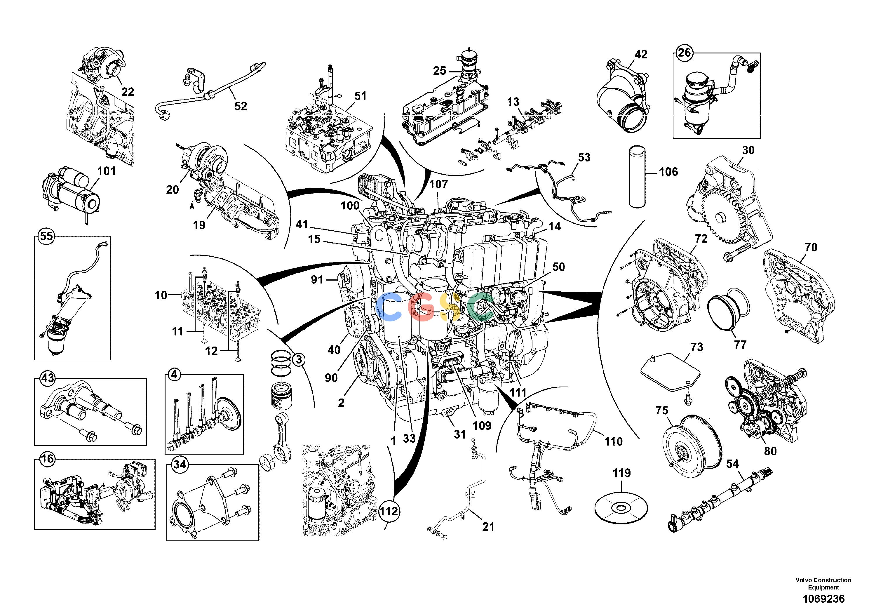 沃尔沃零件查询MC110C-MCT145C Engine assemblies, 55kw, 12vT3 S/N 1640000 - T4 S/N 2206003 - NoneNoneNoneAutodata Volvo online