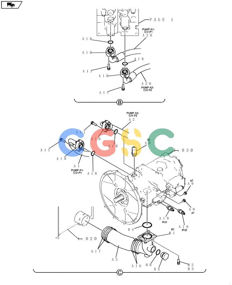 纽荷兰零件查询(E235BSR) - CRAWLER EXCAVATOR (5/07-) (1.050[07]) - PUMP/CONTROL VALVE PIPING New Holland Constructuion