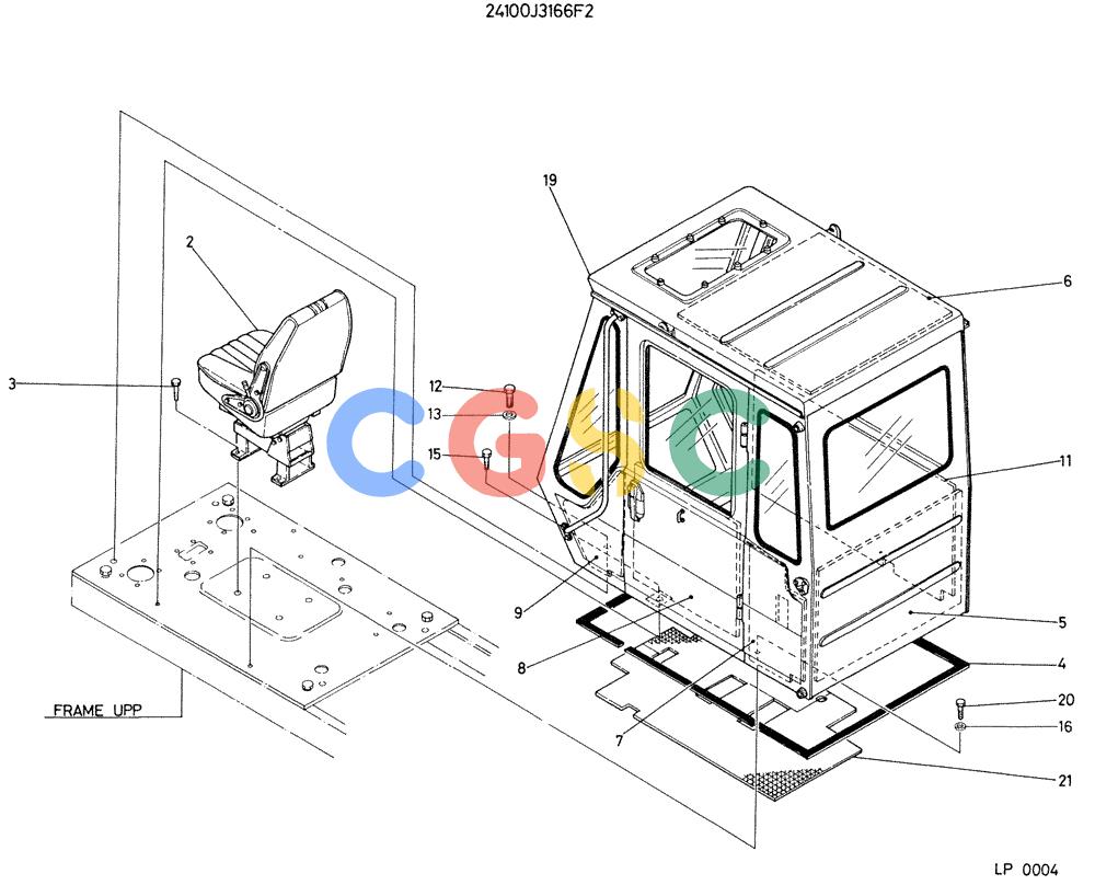 神钢零件查询(K905) - EXCAVATOR BTW LP0004 - LP0554 (1/82-12/03) (00-007) - INSTAL, CAB Kobelco