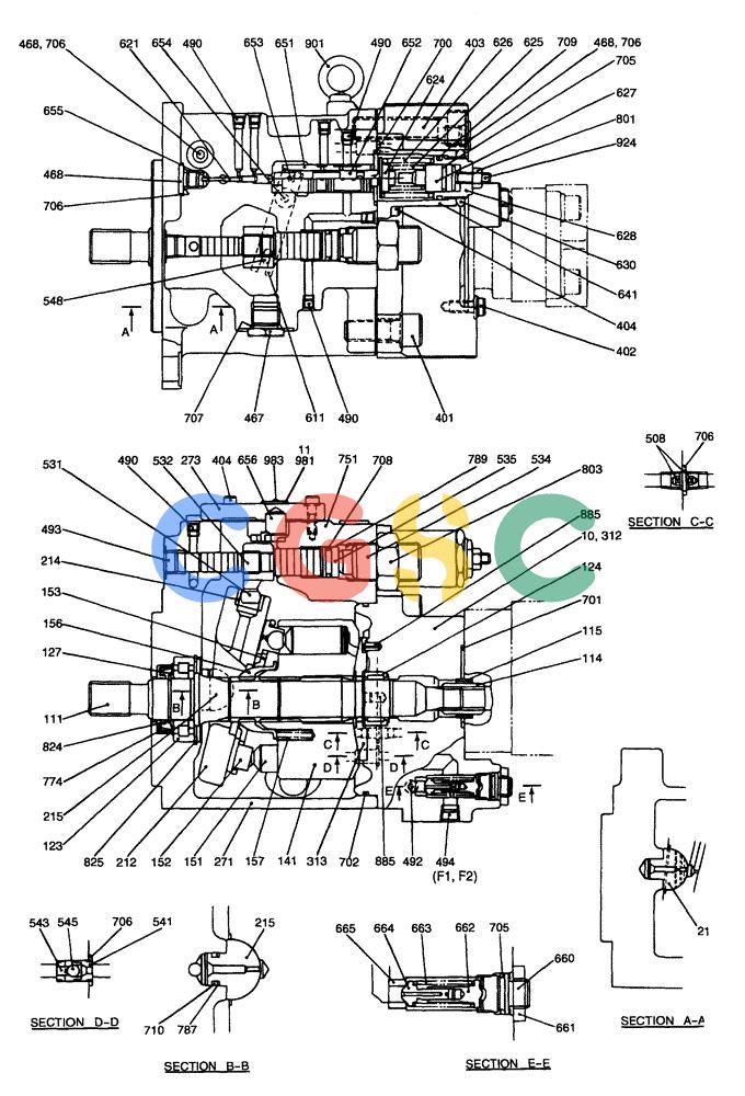 纽荷兰零件查询(E70) - MIDI CRAWLER EXCAVATOR (NA) (1/06-) (147) - PUMP ASSEMBLY New Holland Constructuion