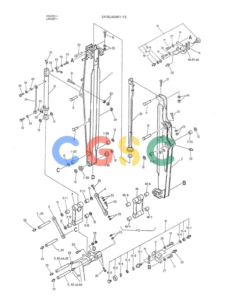 神钢零件查询(K907CLC) - EXCAVATOR BTW YG0101 - YG0500 (1/85-12/03) (12-004[01]) - ARM ASSY, TELESCOPIC Kobelco