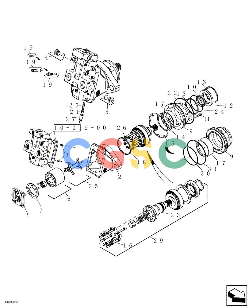 纽荷兰零件查询(CV900) - VIBRATORY ROLLER (9/01-) (10-018-00[01]) - TRAVEL MOTOR - DRUM New Holland Constructuion