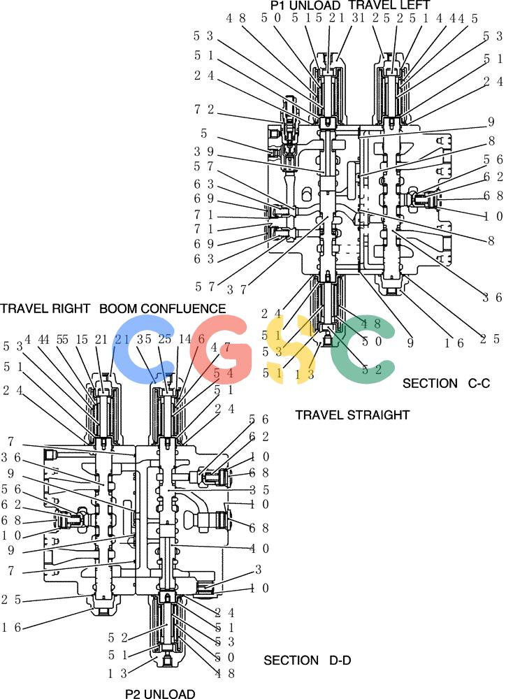 神钢零件查询(200-8) - EXCAVATOR S/N YN11-45001 - (1/06-12/09) (HC001-01-3) - VALVE ASSY, CONTROL Kobelco