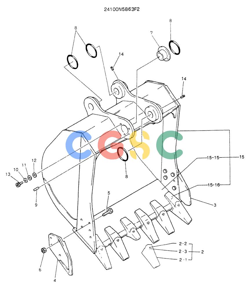 神钢零件查询(K907LC) - MARK II EXCAVATOR BTW YQU0001 - YQU0400 (1/87-12/03) (09-009) - BUCKET ASSY, 1.1M³ 1.44CU YD) Kobelco