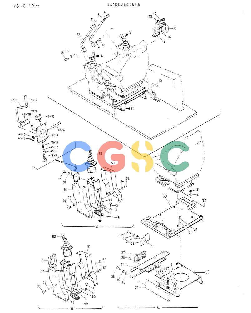 神钢零件查询(K916LC) - EXCAVATOR ASN YS0119 (1/87-12/03) (03-004) - CONTROL ASSY, WRIST (FOR KAI) Kobelco