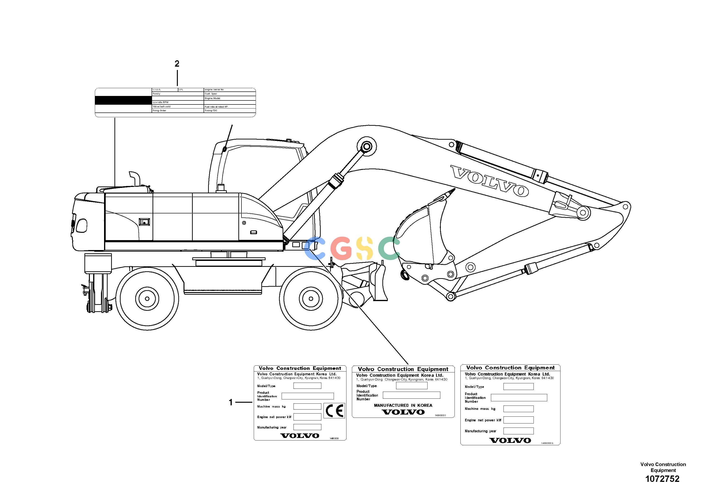 沃尔沃零件查询EW205D Product identification plateS/N 280001- NoneNoneNoneAutodata Volvo online