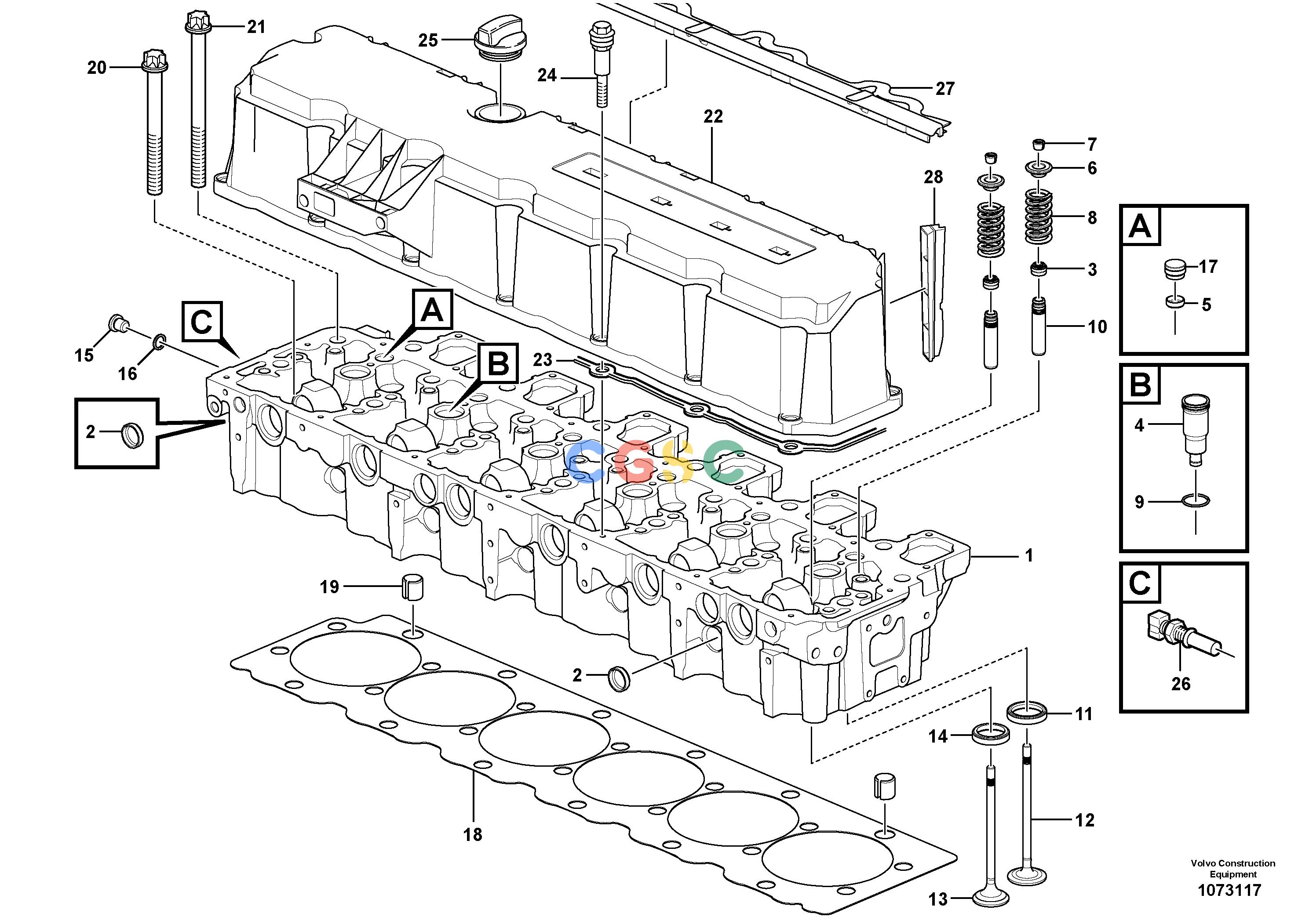 沃尔沃零件查询EC300E Cylinder head with fitting partsS/N 310001-ENG -11603674-ENG 11603675-12027762NoneNone17211954, 17211955, 17480999, ENG -12027762Autodata Volvo online