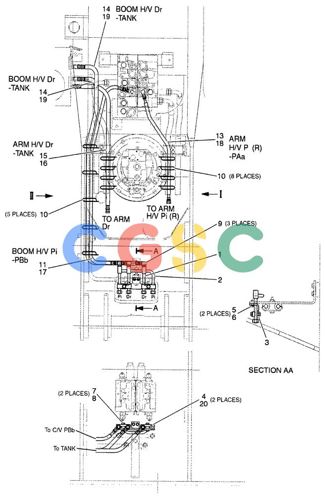 神钢零件查询(SK160LC-6E) - DYNAMIC ACERA EXCAVATOR 08/2004 ASN YM03U0523 (8/04-12/07) (01-032[01]) - CONTROL LINES - VALVE, P/N YM64H00028F1, F2 Kobelco