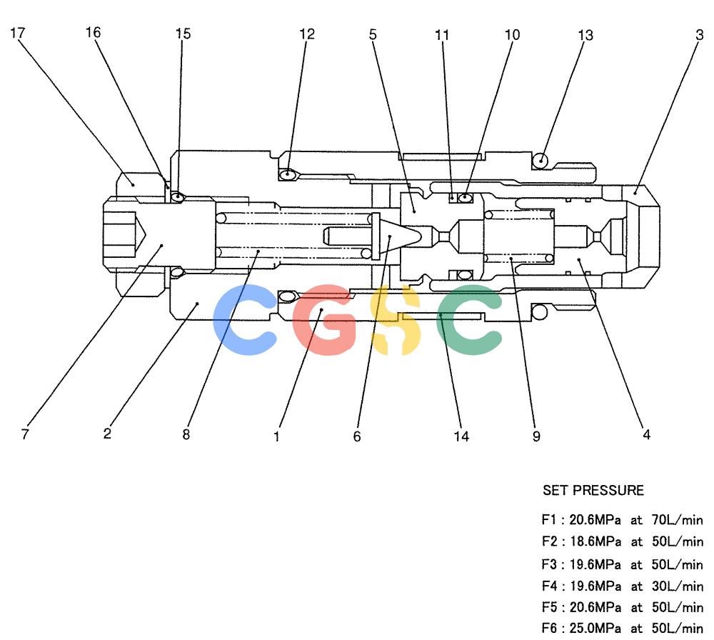 纽荷兰零件查询(E200SRLC) - CRAWLER EXCAVATOR BTW LA04-01506 - LA04-01625 (07-003) - VALVE ASSY, RELIEF New Holland Constructuion