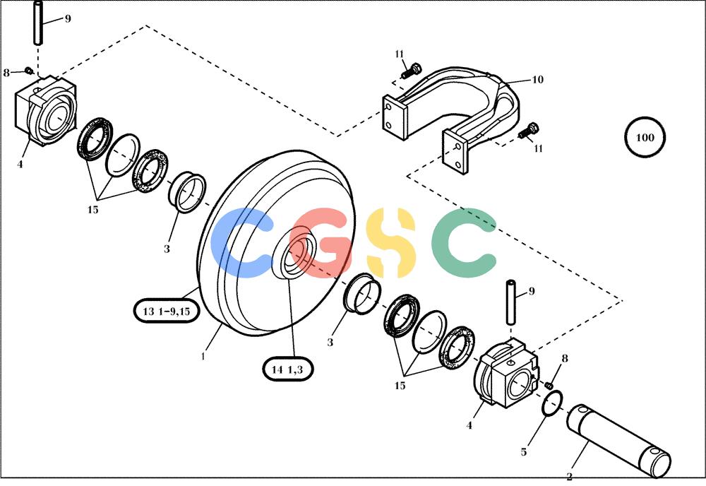 纽荷兰零件查询(EC240) - CRAWLER EXCAVATOR (5/00-) (06.160[001]) - GUIDE WHEEL INSTALL.MATERIAL (S/N 724002-UP) New Holland Constructuion