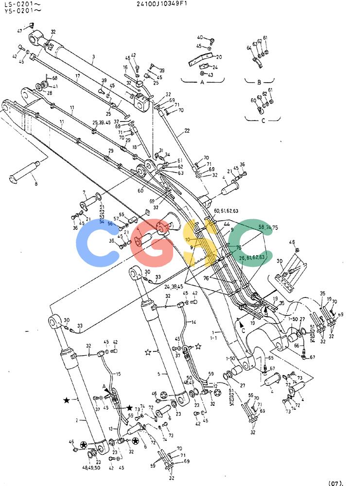 神钢零件查询(MD450BLC) - EXCAVATOR BTW TS0201 - TS0394 (1/80-12/06) (07-001) - BOOM ASSY, 7.05M Kobelco